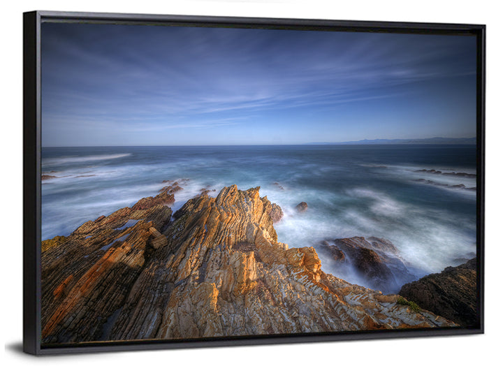 Montana De Oro Golden Coastline Wall Art as a framed canvas