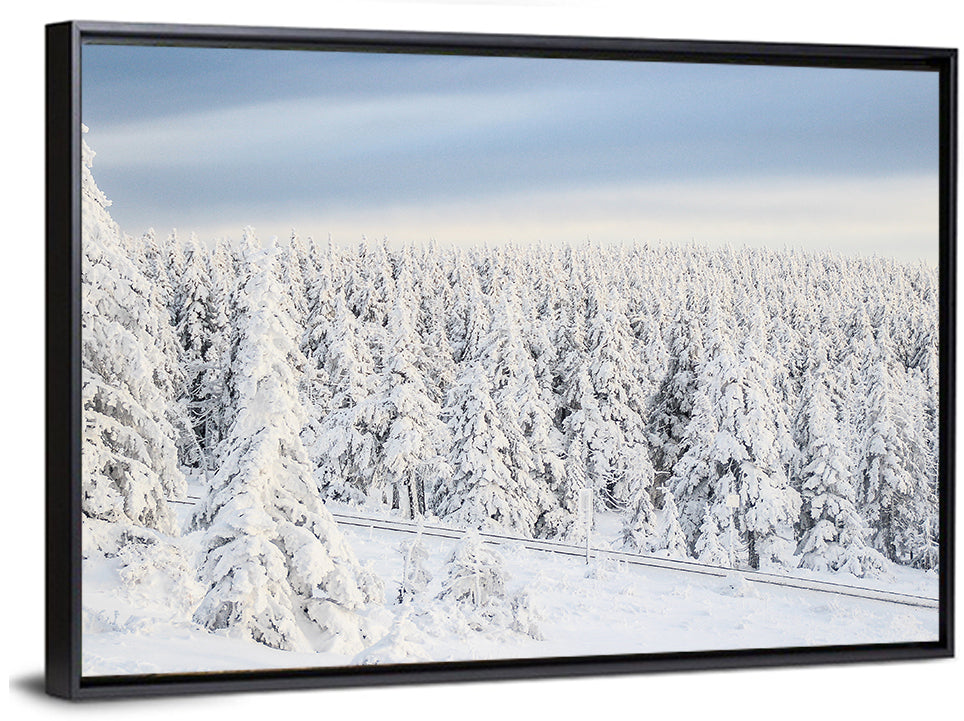 Snowy Forest Railway Tracks Wall Art