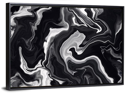 Flowing Black Marble Abstract Wall Art