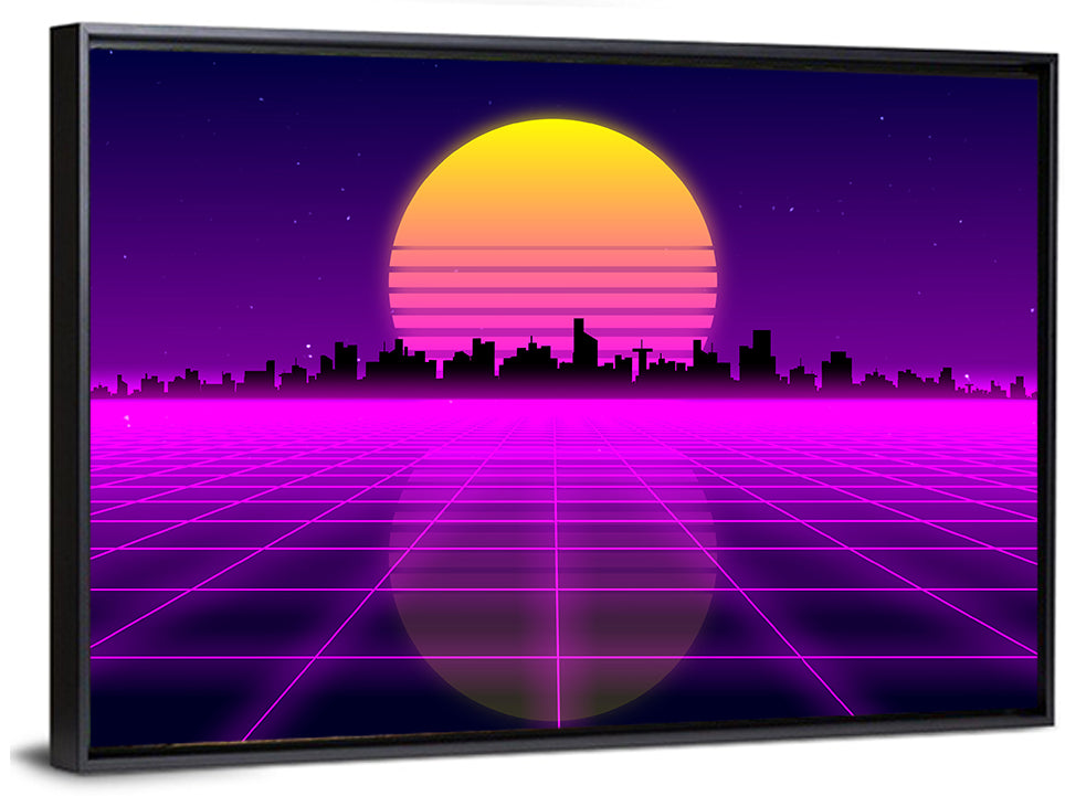 Neon Sunrise Skyline Wall Art