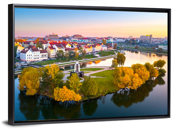 Minsk Island of Tears Golden Dusk Wall Art as a framed canvas