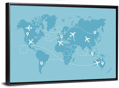 World Flight Routes Map Wall Art