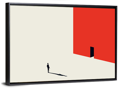 Solitary Figure with Red Door Wall Art