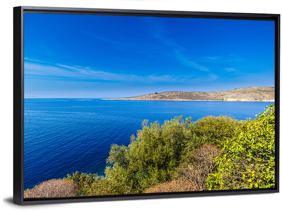 Sunlit Albanian Coastline Wall Art