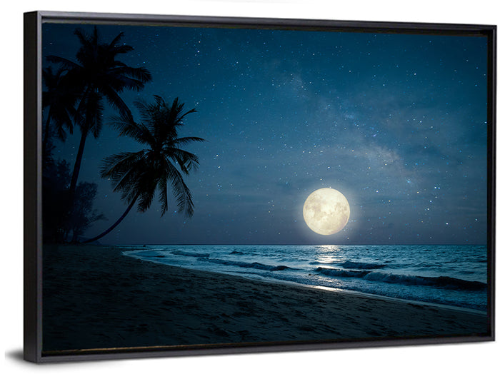 Palm Beach Moonset Wall Art as a framed canvas