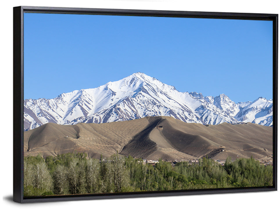 Afghan Snow-capped Peaks Above Forested Foothills Wall Art