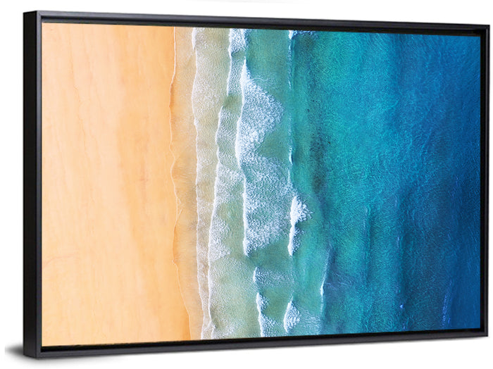 Aerial Iceland Coastline Wall Art as a framed canvas