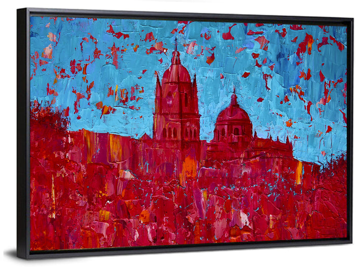 New Cathedral of Salamanca Wall Art as a framed canvas