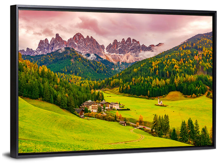 St Johann Church, Santa Maddalena Wall Art as a framed canvas