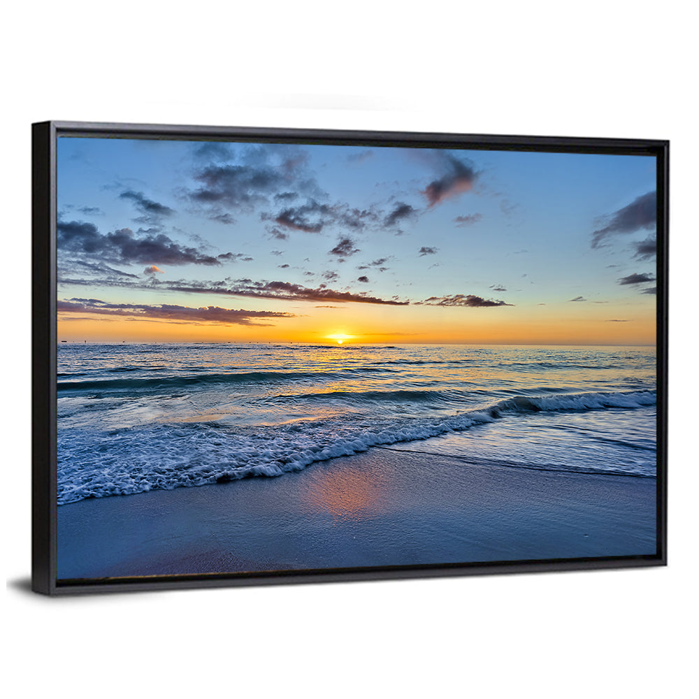Foamy Waves at Golden Sunset Wall Art