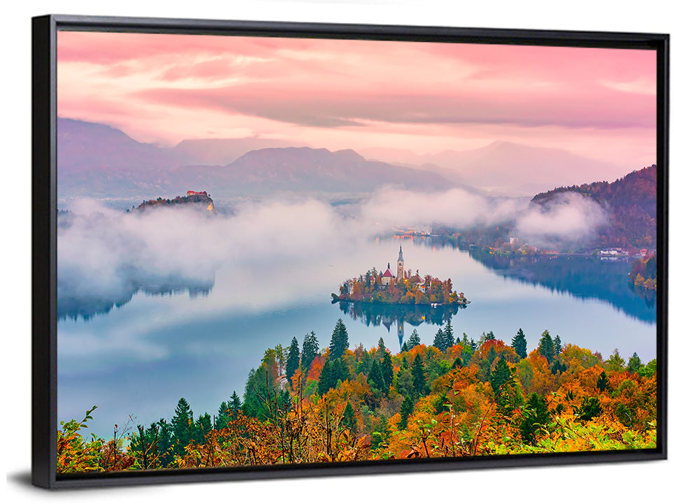 Misty Morning Over Lake Bled Wall Art