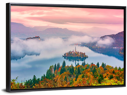 Foggy Bled Lake Wall Art