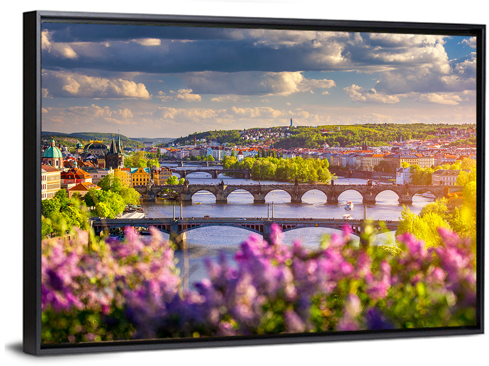 Prague Vltava Bridges in Spring Light Wall Art