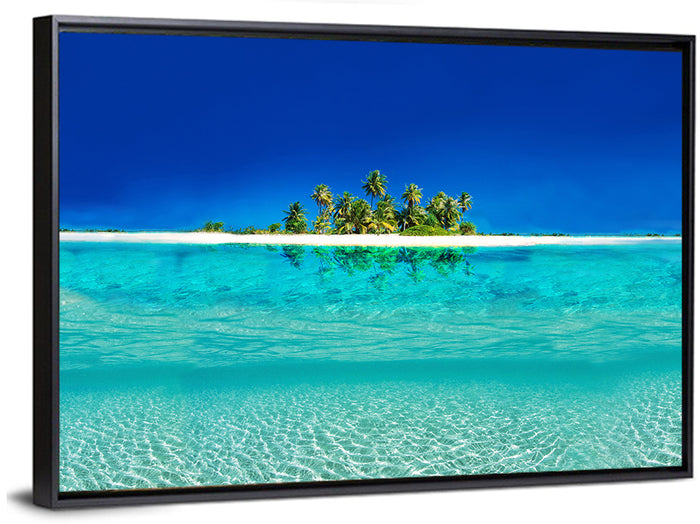 Tranquil Split-level Tropical Island Seascape Wall Art as a framed canvas