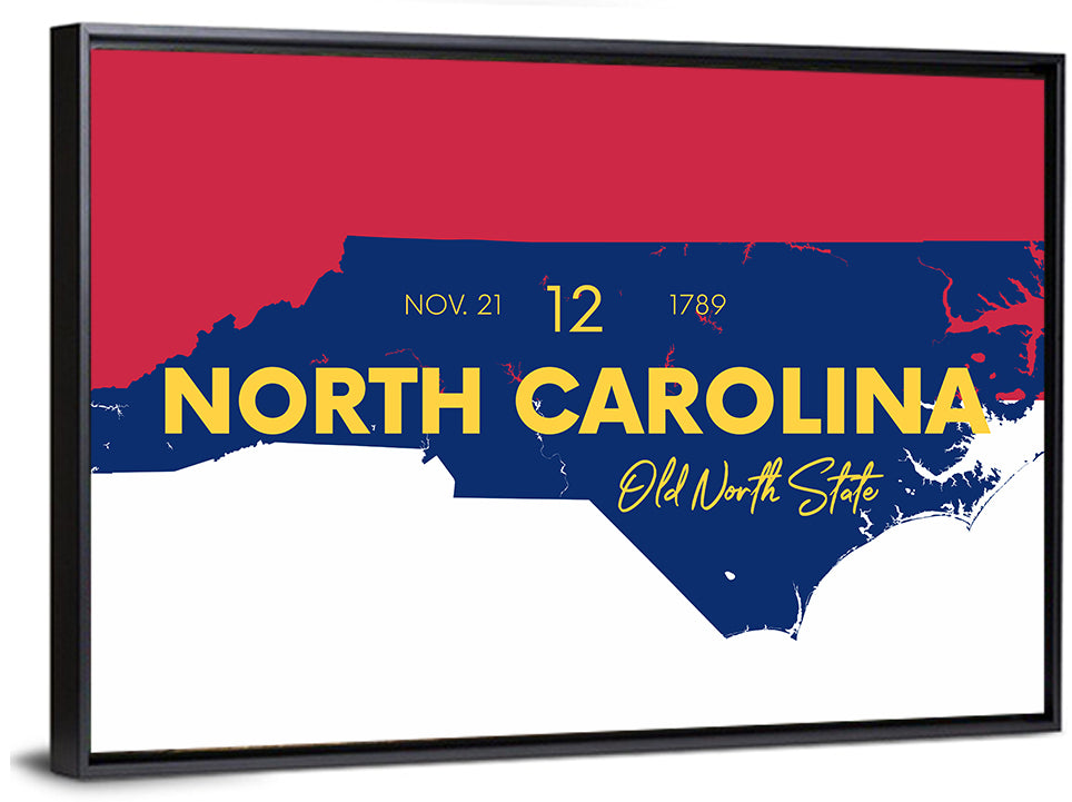 North Carolina Typographic Map Wall Art