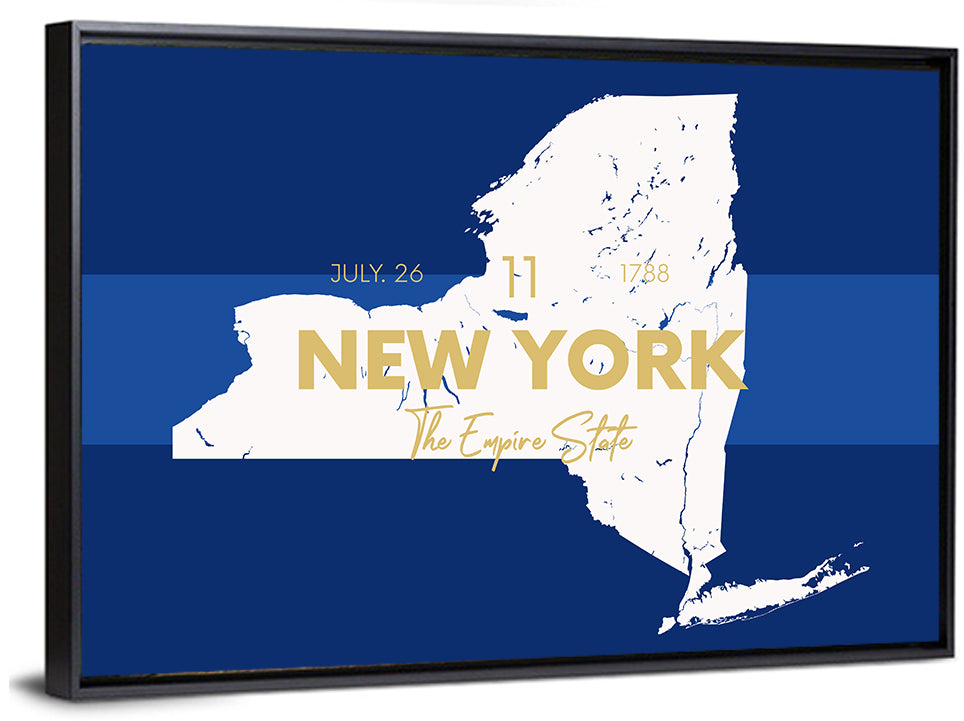 New York State Typographic Map Wall Art