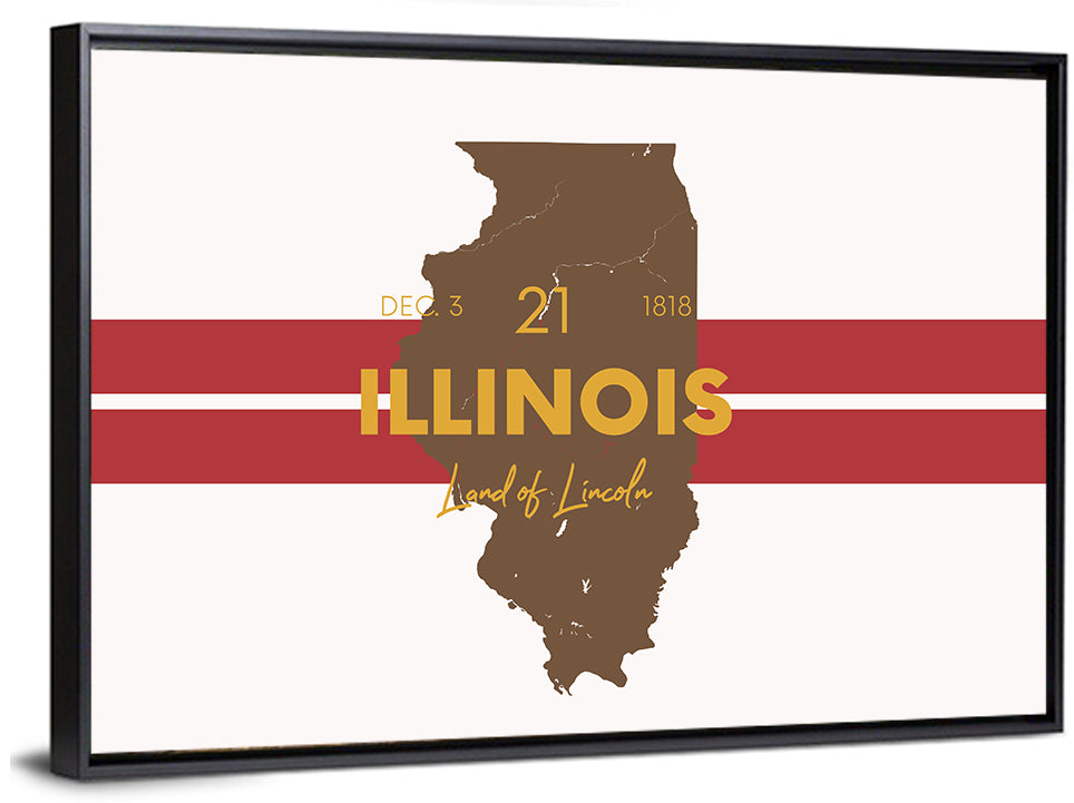 Illinois Map Land of Lincoln Wall Art