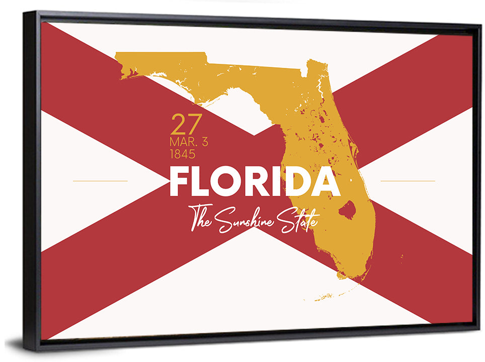 Florida Gold Map Graphic Wall Art