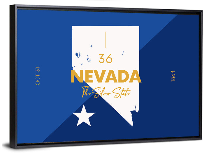 Nevada Map the Silver State Wall Art as a framed canvas