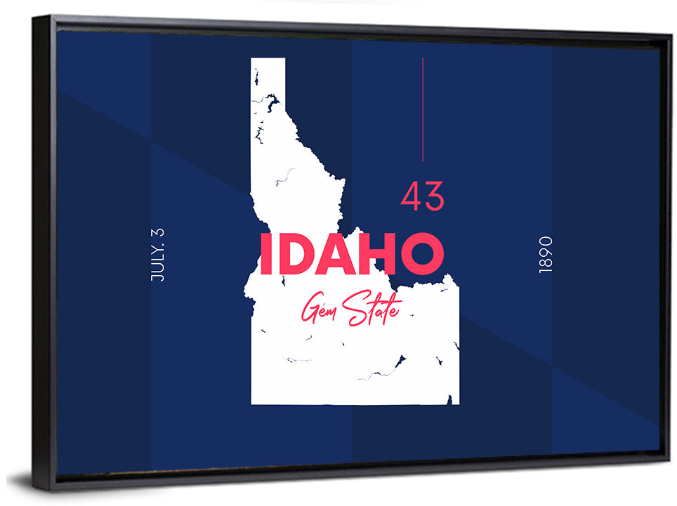 Idaho Gem State Map Wall Art