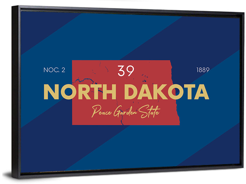 North Dakota Map Graphic Number 39 Wall Art