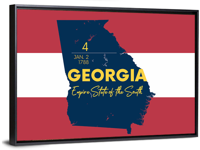 Georgia Silhouette Map Wall Art as a framed canvas