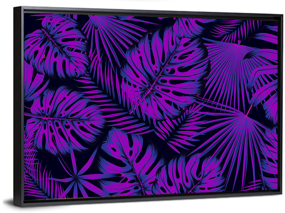 Violet Tropical Leaves Wall Art