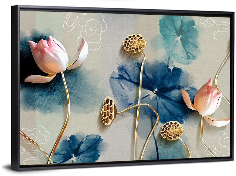 Blue Lotus Botanical Backdrop Wall Art