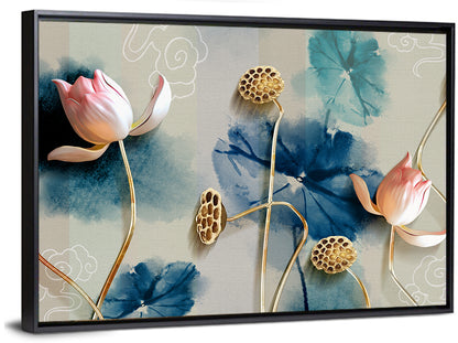 Blue Lotus Botanical Backdrop Wall Art