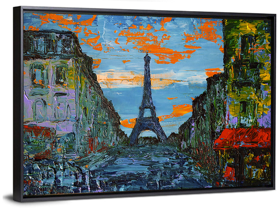 Paris Dusk Street, Eiffel Tower Wall Art