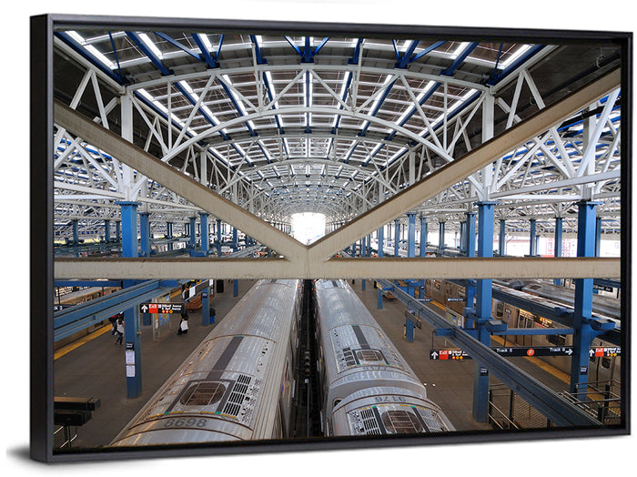 Stillwell Avenue Station Platform Perspective Wall Art as a framed canvas