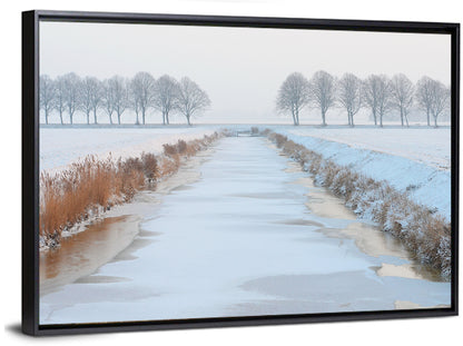 Frozen Canal with Bare Trees Wall Art