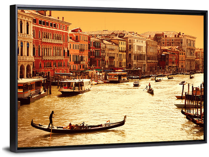 Grand Canal Gondola at Golden Hour Wall Art as a framed canvas