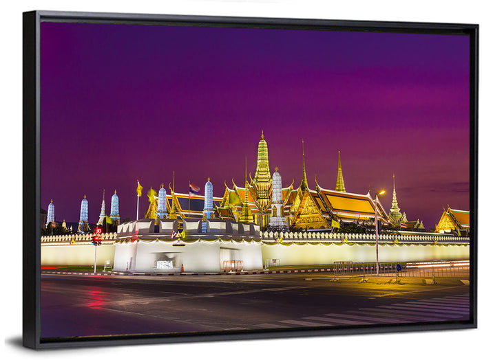 Emerald Buddha, Grand Palace Dusk Wall Art as a framed canvas