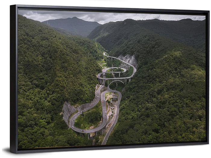 Kelok Sambilan Winding Highway Wall Art as a framed canvas