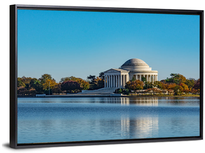 Thomas Jefferson Memorial Reflection Wall Art as a framed canvas