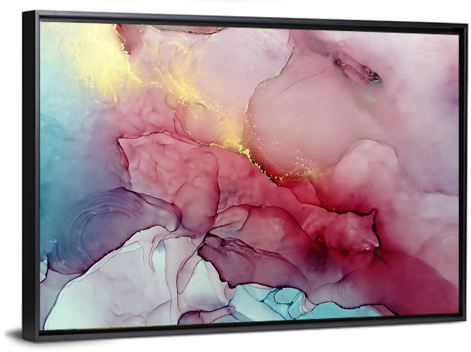Pink and Gold Fluid Abstract Wall Art
