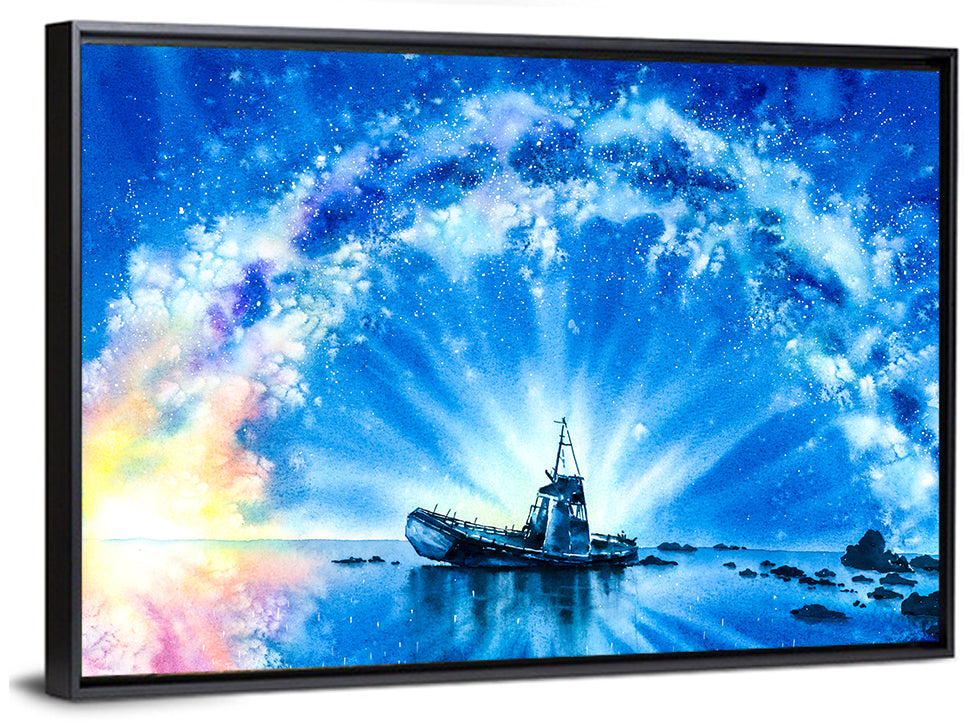 Shipwreck Under Milky Way Wall Art