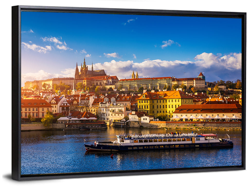 Prague Castle Golden Hour River View Wall Art