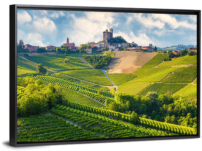 Grinzane Cavour Vineyards Wall Art as a framed canvas