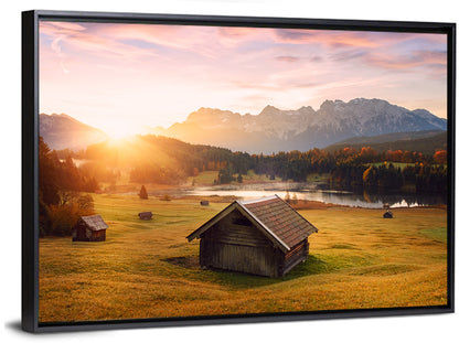 Sunrise Over Geroldsee Cabin Wall Art