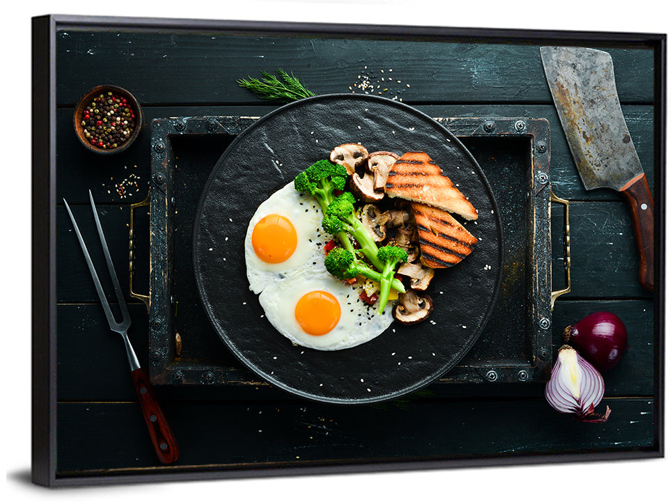 Top Down Fried Eggs Breakfast Platter Wall Art