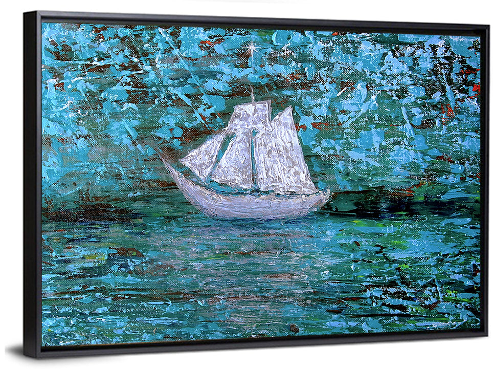 White Sailboat Reflection Wall Art
