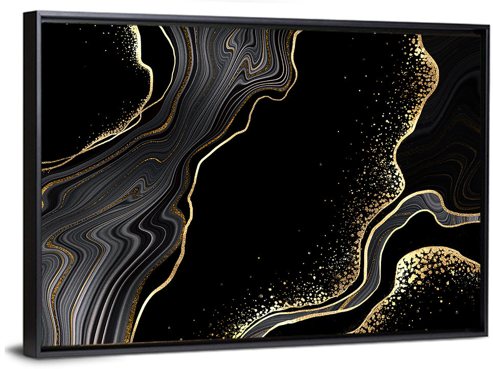 Black Marble with Gold Veins Wall Art