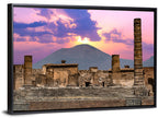 Pompeii Columns at Sunset, Mount Vesuvius Wall Art