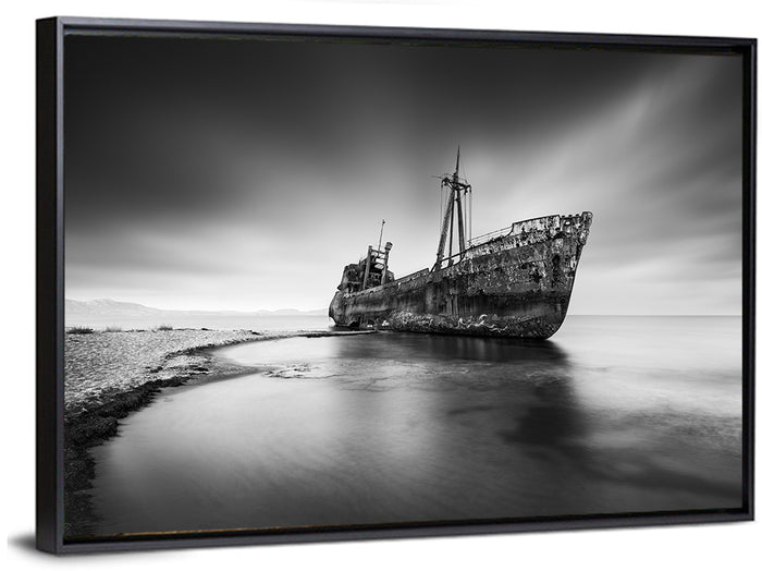 Dimitrios Shipwreck, Gytheio Wall Art as a framed canvas