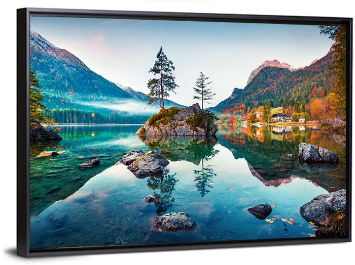 Hintersee Lake Wall Art as a framed canvas