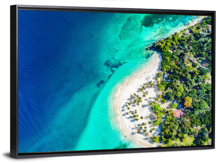 Cayo Levantado Aerial View Wall Art as a framed canvas