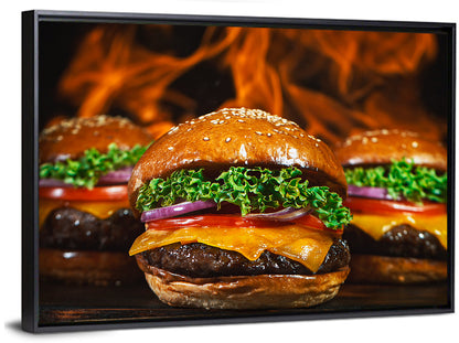 Three Flame Grilled Cheeseburgers Wall Art