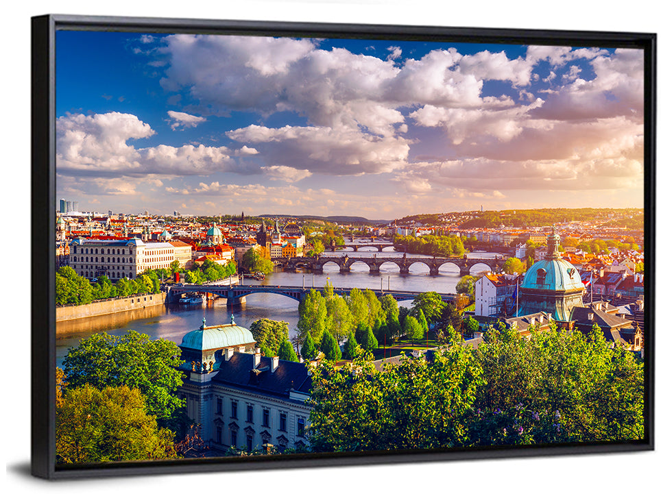 Prague Golden Hour Over Charles Bridge Wall Art